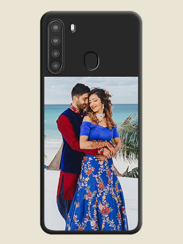 Custom Image Upload With Space Black Color On Custom Soft Matte Mobile Back Cover - Samsung Galaxy A21