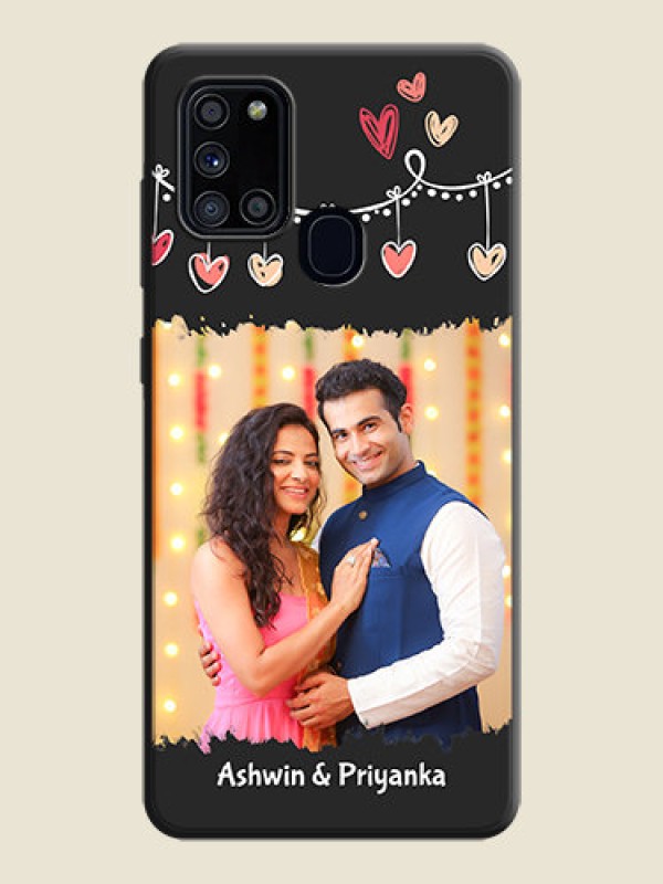 Custom Pink Love Hangings with Name on Space Black Custom Soft Matte Phone Cases - Galaxy A21S