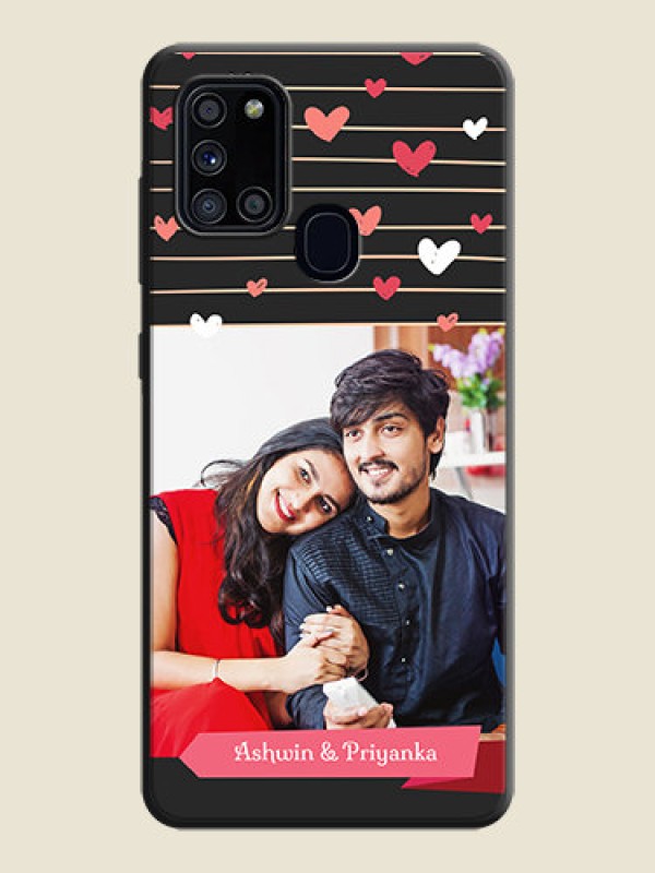 Custom Love Pattern with Name on Pink Ribbon  - Photo on Space Black Soft Matte Back Cover - Galaxy A21S