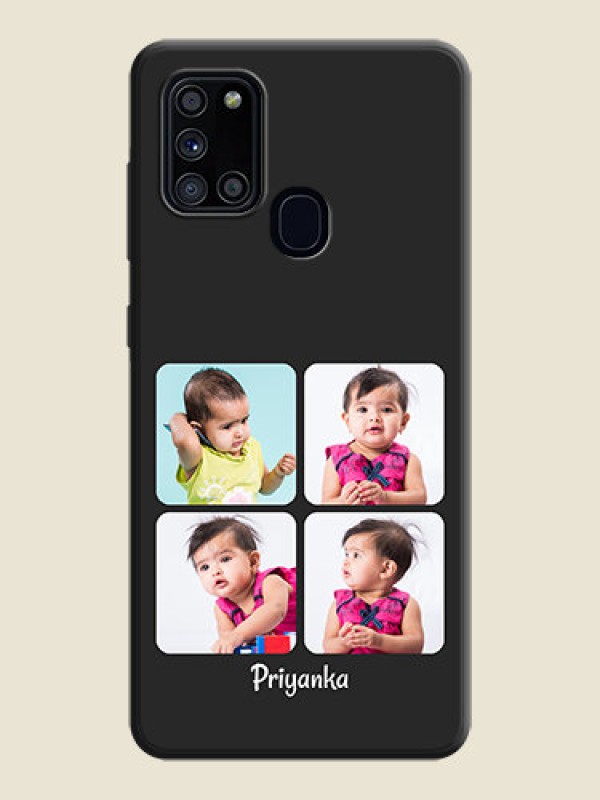 Custom Floral Art with 6 Image Holder - Photo on Space Black Soft Matte Mobile Case - Galaxy A21S