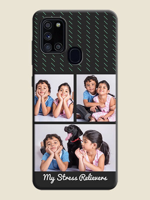 Custom Cross Dotted Pattern with 2 Image Holder  on Personalised Space Black Soft Matte Cases - Galaxy A21S