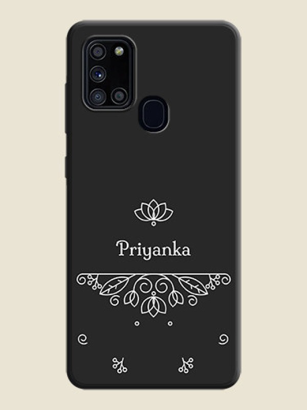 Custom Lotus Garden Custom Text On Space Black Personalized Soft Matte Phone Covers -Samsung Galaxy A21S
