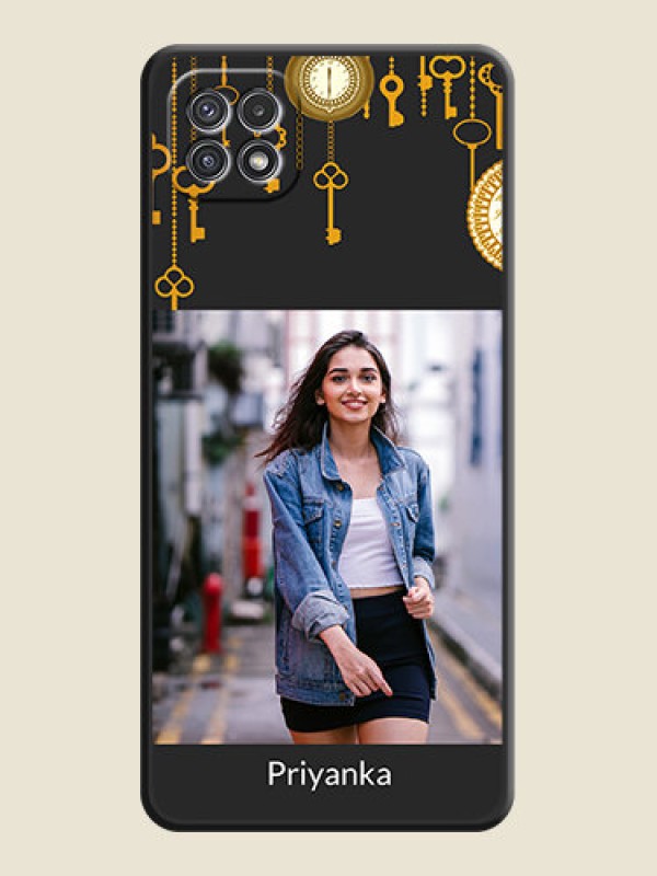 Custom Decorative Design with Text on Space Black Custom Soft Matte Back Cover - Galaxy A22 5G