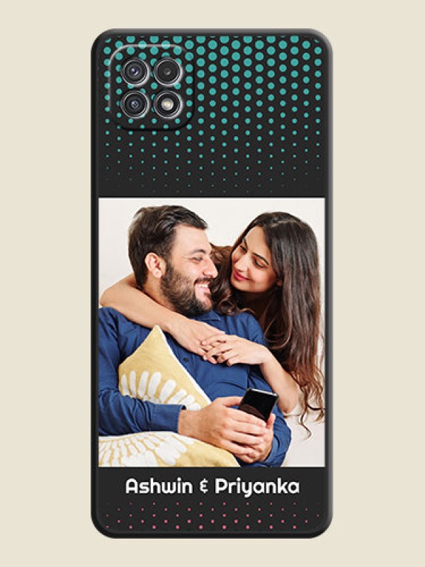 Custom Faded Dots with Grunge Photo Frame and Text on Space Black Custom Soft Matte Phone Cases - Galaxy A22 5G