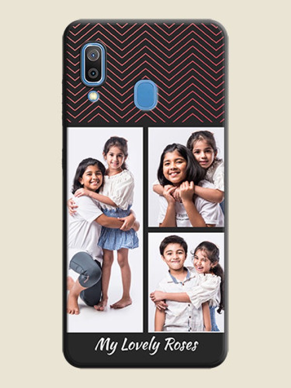 Custom Wave Pattern with 3 Image Holder on Space Black Custom Soft Matte Back Cover - Galaxy A30