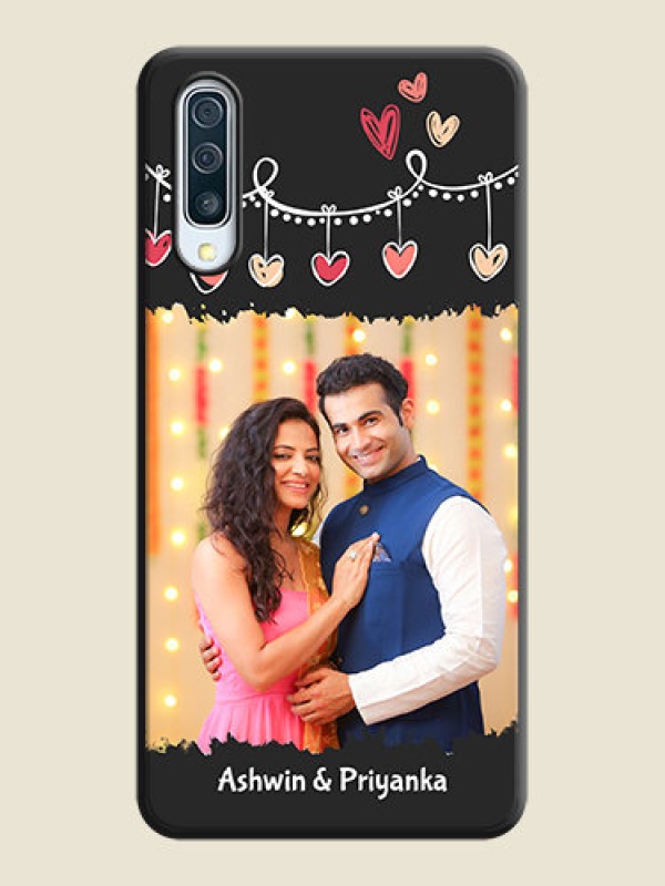 Custom Pink Love Hangings with Name on Space Black Custom Soft Matte Phone Cases - Galaxy A30S