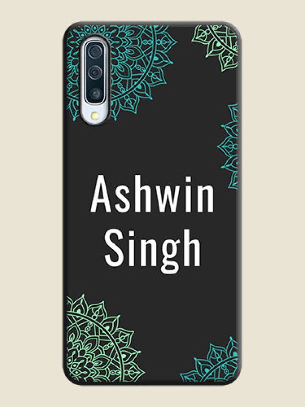 Custom Your Name with Floral Design on Space Black Custom Soft Matte Back Cover - Galaxy A30S