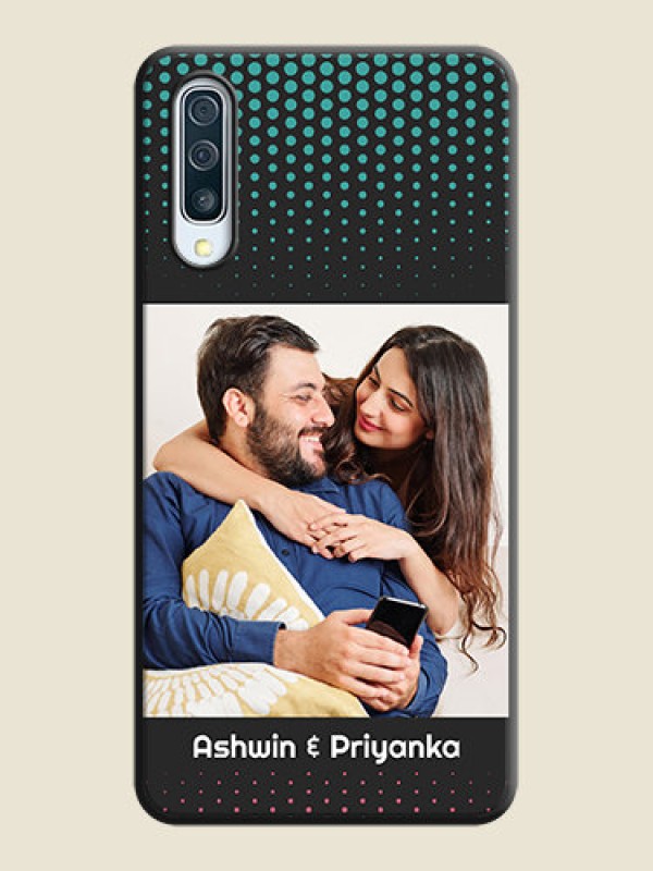 Custom Faded Dots with Grunge Photo Frame and Text on Space Black Custom Soft Matte Phone Cases - Galaxy A30S