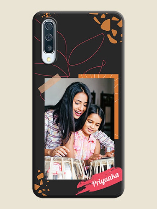Custom Orange Photo Frame on Space Black Custom Soft Matte Phone Back Cover - Galaxy A30S