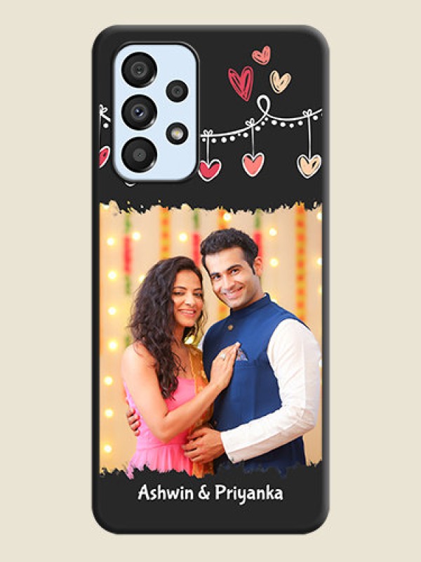 Custom Pink Love Hangings with Name on Space Black Custom Soft Matte Phone Cases - Galaxy A33 5G