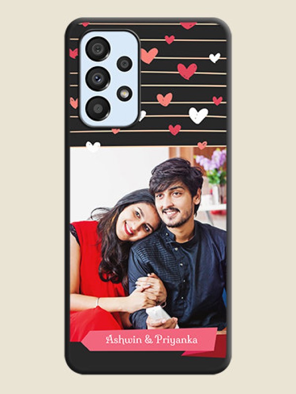 Custom Love Pattern with Name on Pink Ribbon  on Photo on Space Black Soft Matte Back Cover - Galaxy A33 5G