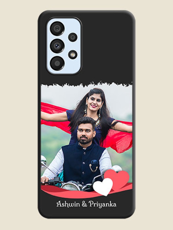 Custom Pin Color Love Shaped Ribbon Design with Text on Space Black Custom Soft Matte Phone Back Cover - Galaxy A33 5G