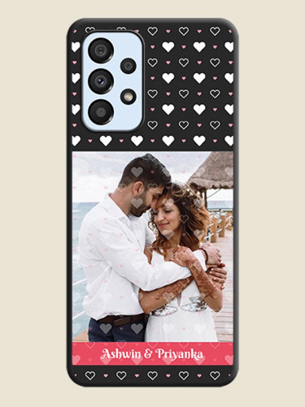 Custom White Color Love Symbols with Text Design on Photo on Space Black Soft Matte Phone Cover - Galaxy A33 5G