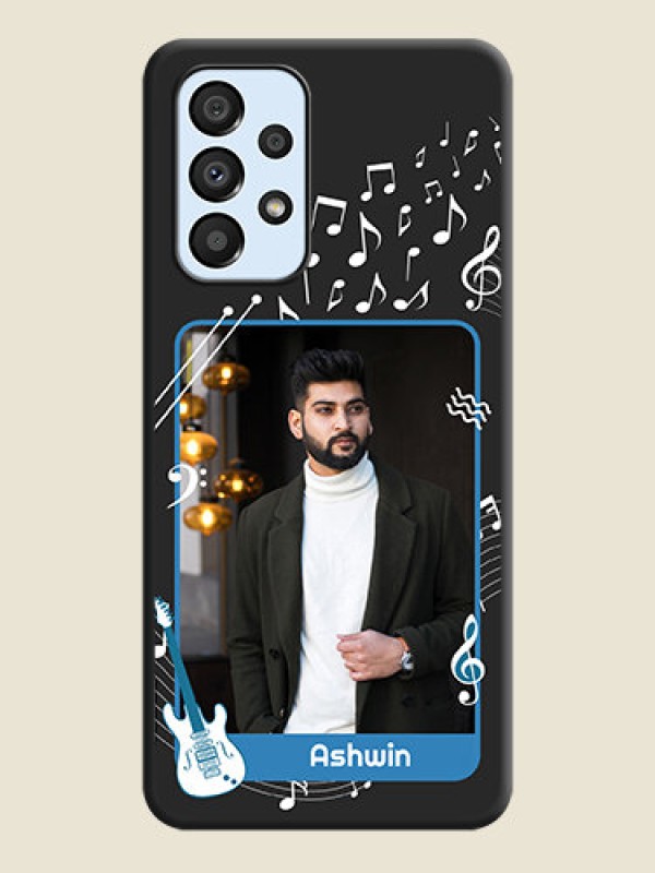 Custom Musical Theme Design with Text on Photo on Space Black Soft Matte Mobile Case - Galaxy A33 5G