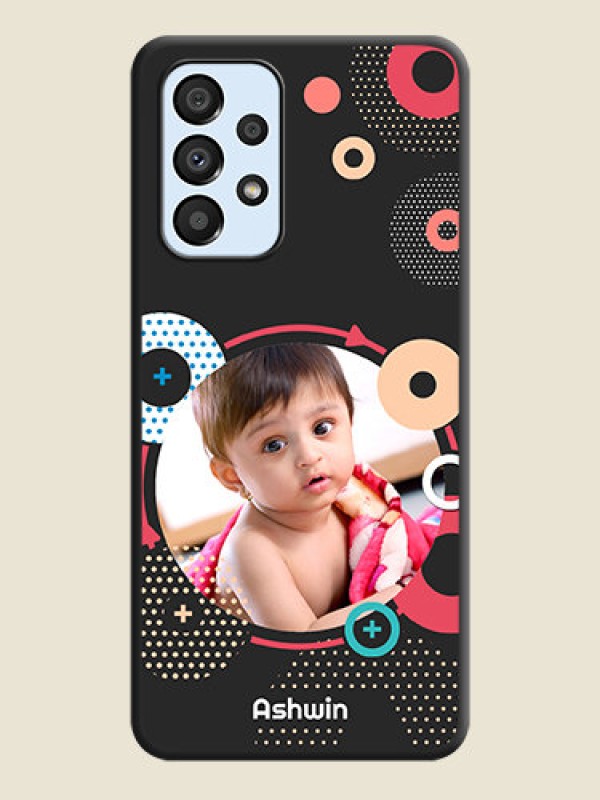 Custom Multicoloured Round Image on Personalised Space Black Soft Matte Cases - Galaxy A33 5G