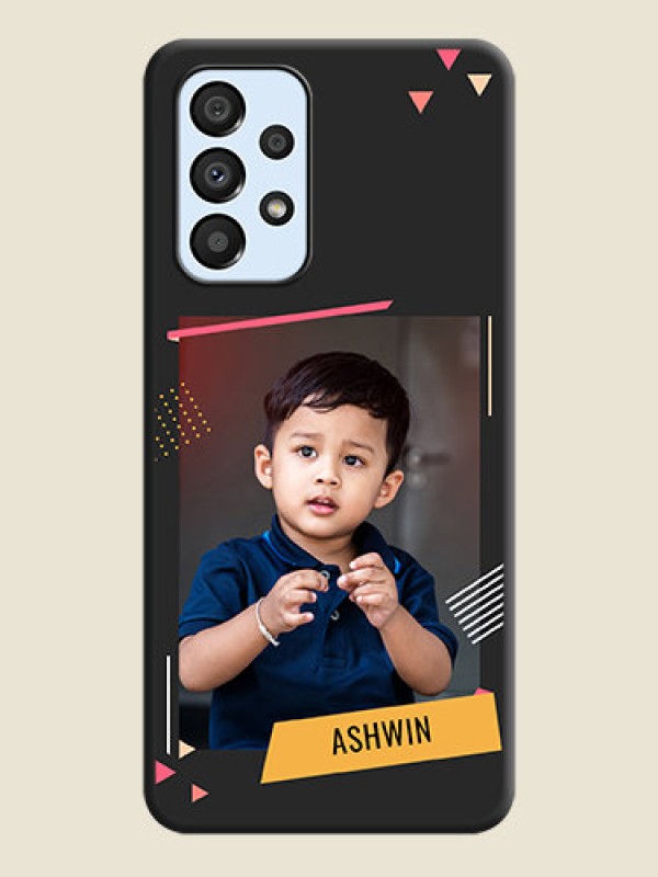Custom Photo Frame with Triangle Small Dots on Photo on Space Black Soft Matte Back Cover - Galaxy A33 5G