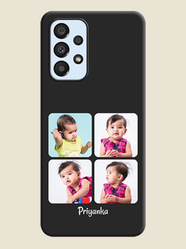 Custom Floral Art with 6 Image Holder on Photo on Space Black Soft Matte Mobile Case - Galaxy A33 5G