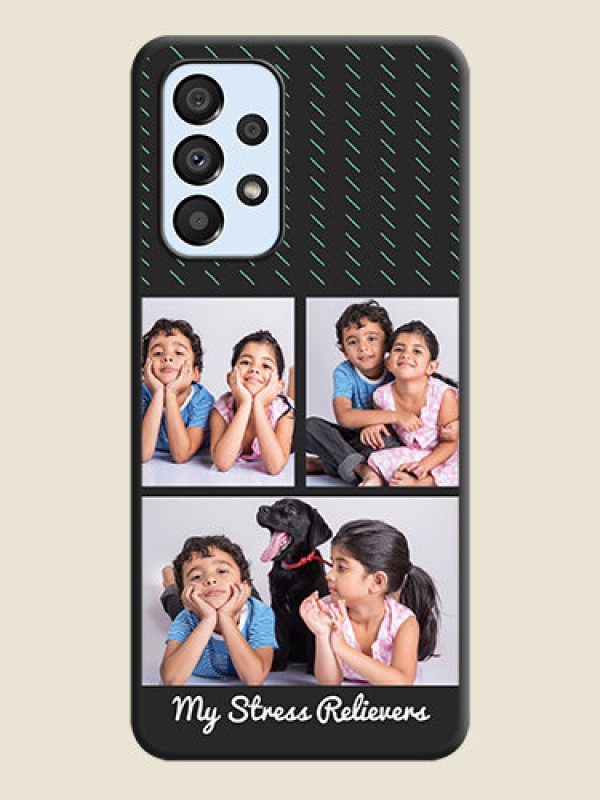 Custom Cross Dotted Pattern with 2 Image Holder  on Personalised Space Black Soft Matte Cases - Galaxy A33 5G