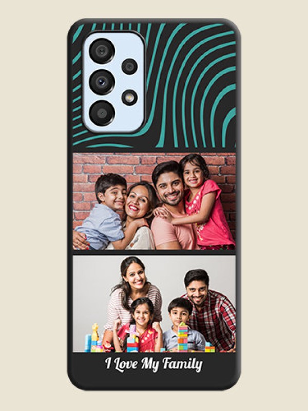 Custom Wave Pattern with 2 Image Holder on Space Black Personalized Soft Matte Phone Covers - Galaxy A33 5G