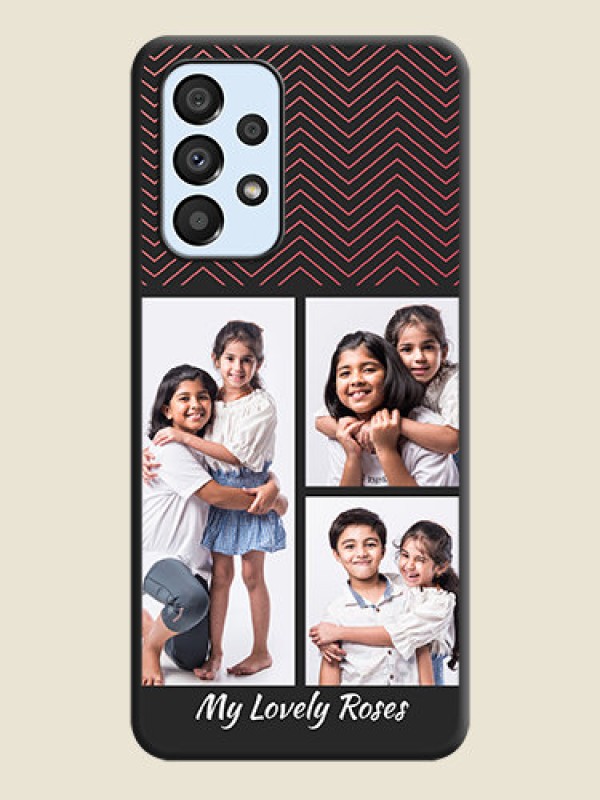 Custom Wave Pattern with 3 Image Holder on Space Black Custom Soft Matte Back Cover - Galaxy A33 5G