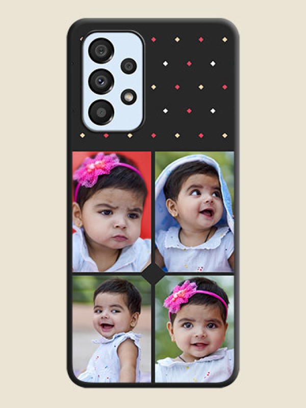 Custom Multicolor Dotted Pattern with 4 Image Holder on Space Black Custom Soft Matte Phone Cases - Galaxy A33 5G