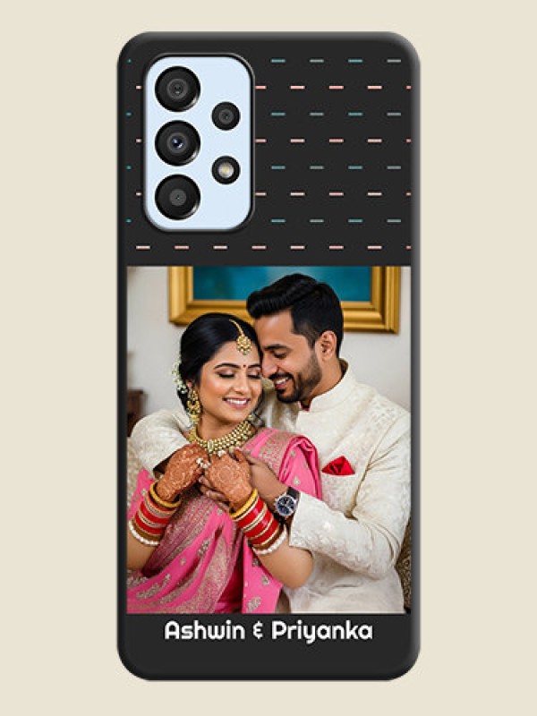 Custom Line Pattern Design with Text on Space Black Custom Soft Matte Phone Back Cover - Galaxy A33 5G