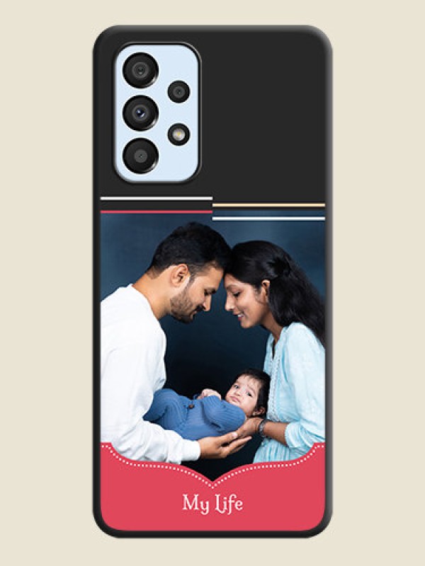 Custom Classic Plain Design with Name on Photo on Space Black Soft Matte Phone Cover - Galaxy A33 5G