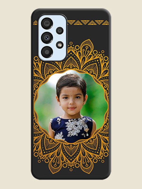Custom Round Image with Floral Design on Photo on Space Black Soft Matte Mobile Cover - Galaxy A33 5G