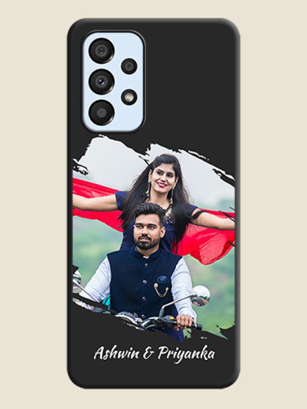 Custom Grunge Brush Strokes on Photo on Space Black Soft Matte Back Cover - Galaxy A33 5G