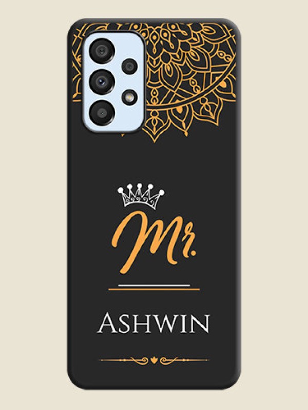 Custom Mr Name with Floral Design  on Personalised Space Black Soft Matte Cases - Galaxy A33 5G