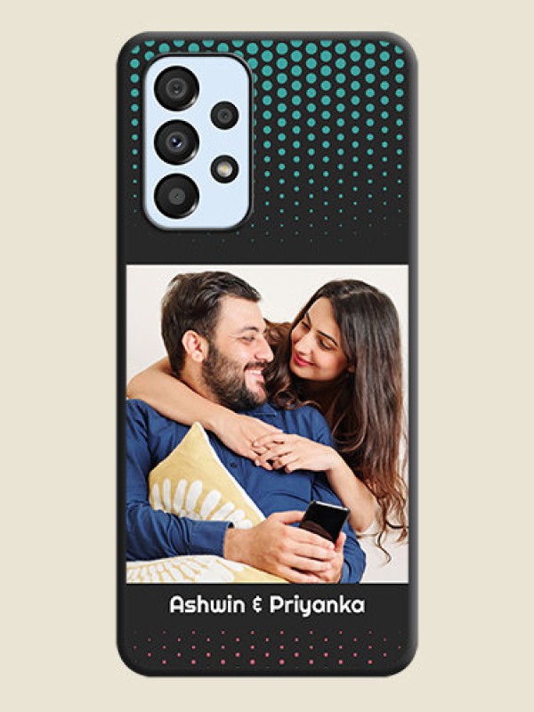 Custom Faded Dots with Grunge Photo Frame and Text on Space Black Custom Soft Matte Phone Cases - Galaxy A33 5G