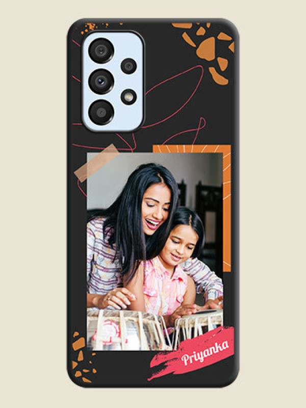 Custom Orange Photo Frame on Space Black Custom Soft Matte Phone Back Cover - Galaxy A33 5G