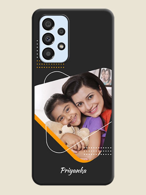 Custom Yellow Triangle on Photo on Space Black Soft Matte Phone Cover - Galaxy A33 5G