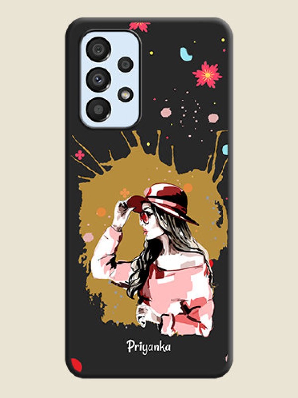 Custom Mordern Lady With Color Splash Background With Custom Text On Space Black Personalized Soft Matte Phone Covers -Samsung Galaxy A33 5G