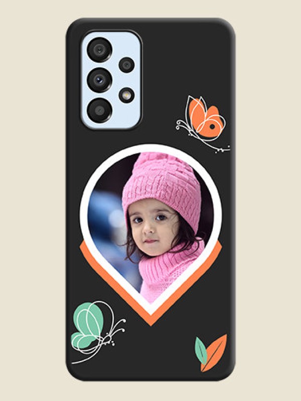 Custom Upload Pic With Simple Butterly Design On Space Black Personalized Soft Matte Phone Covers -Samsung Galaxy A33 5G