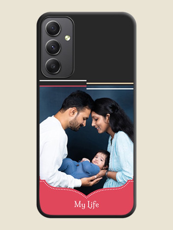 Custom Classic Plain Design with Name on Photo on Space Black Soft Matte Phone Cover - Galaxy A34 5G