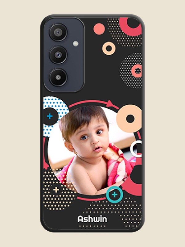 Custom Multicoloured Round Image on Personalised Space Black Soft Matte Cases - Galaxy A35 5G