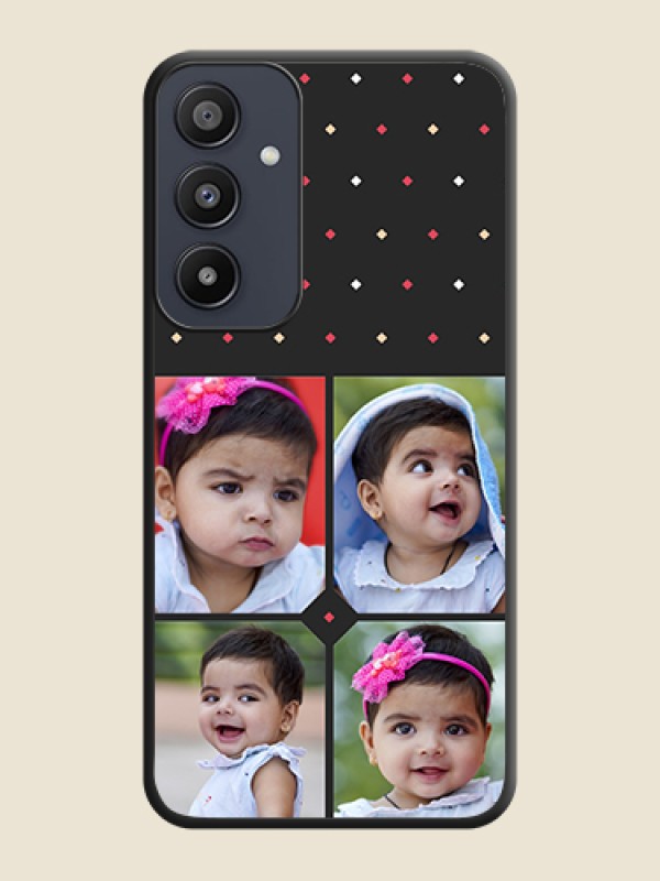 Custom Multicolor Dotted Pattern with 4 Image Holder on Space Black Custom Soft Matte Phone Cases - Galaxy A35 5G