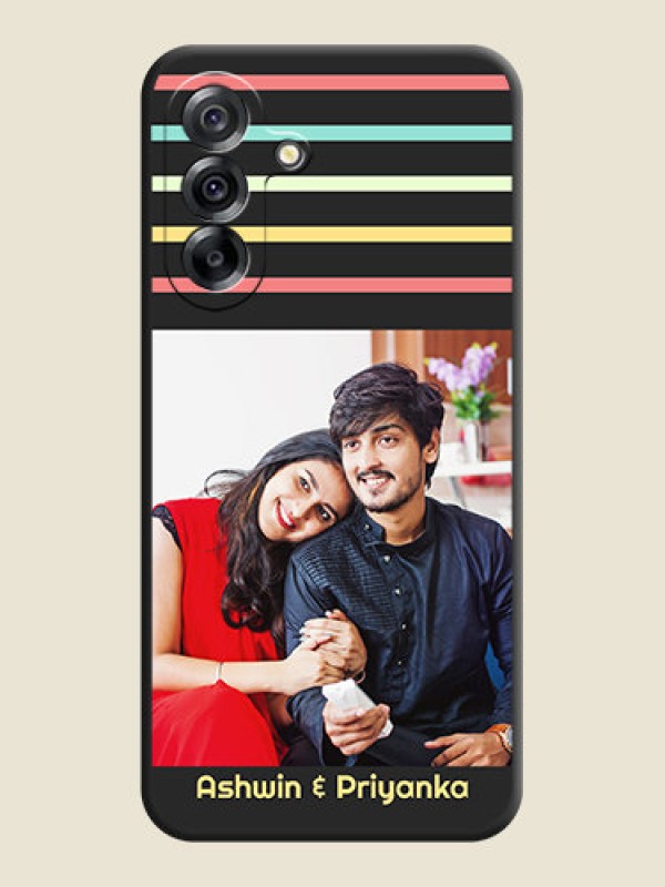 Custom Color Stripes with Photo and Text on Photo On Space Black Custom Soft Matte Mobile Back Cover - Samsung Galaxy A36 5G