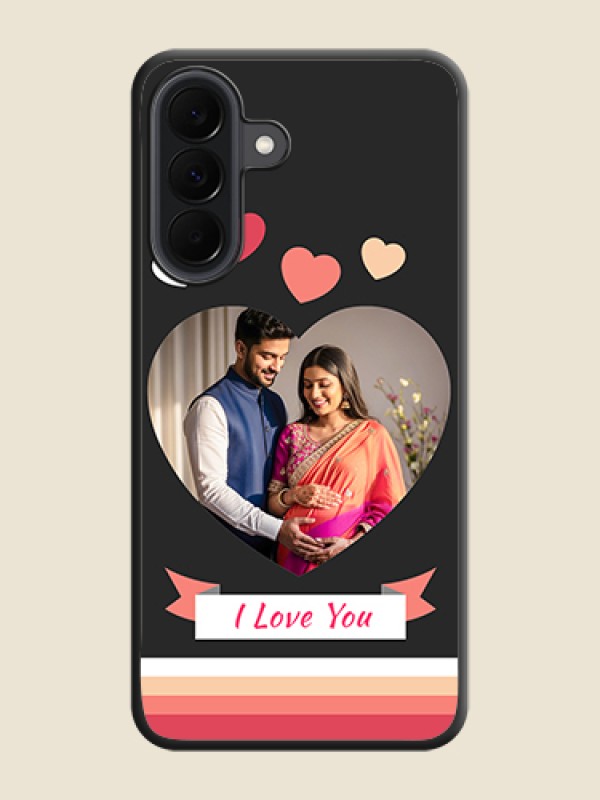 Custom Love Shaped Photo with Colorful Stripes On Space Black Custom Soft Matte Mobile Back Cover - Samsung Galaxy A37 5G