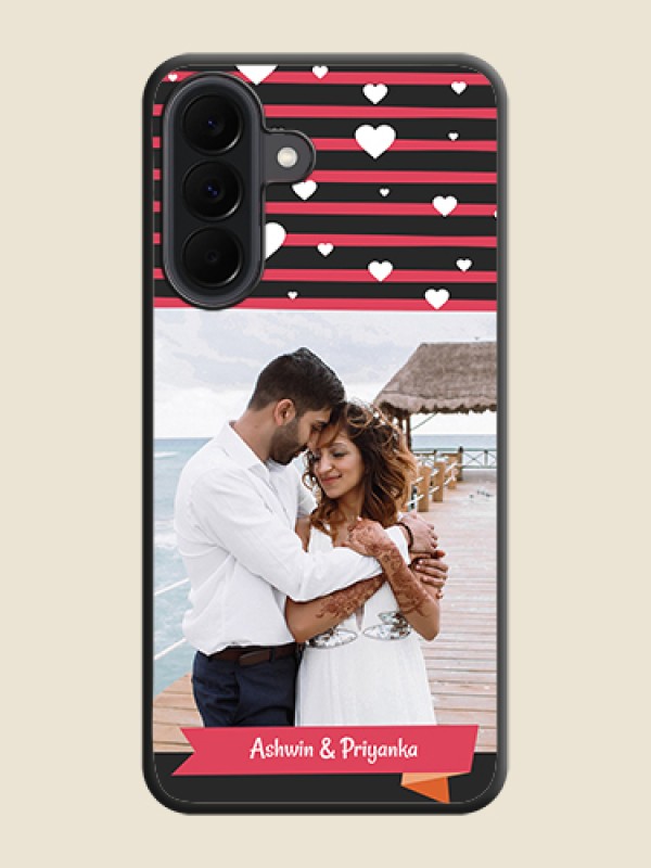 Custom White Color Love Symbols with Pink Lines Pattern On Space Black Custom Soft Matte Mobile Back Cover - Samsung Galaxy A37 5G
