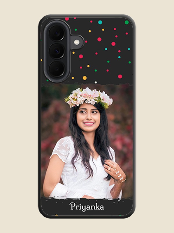 Custom Multicolor Dotted Pattern with Text On Space Black Custom Soft Matte Mobile Back Cover - Samsung Galaxy A37 5G