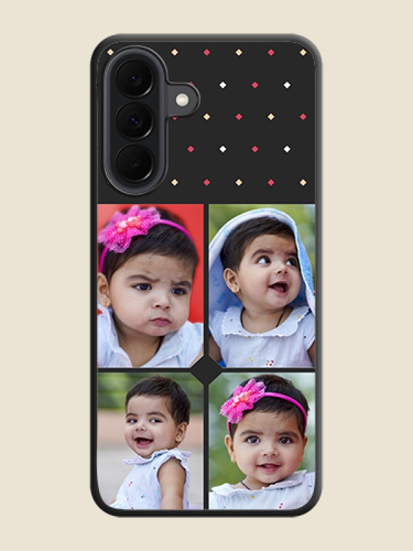 Custom Multicolor Dotted Pattern with 4 Image Holder On Space Black Custom Soft Matte Mobile Back Cover - Samsung Galaxy A37 5G