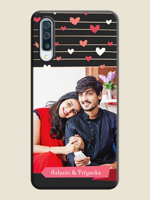 Custom Love Pattern with Name on Pink Ribbon  - Photo on Space Black Soft Matte Back Cover - Galaxy A50S