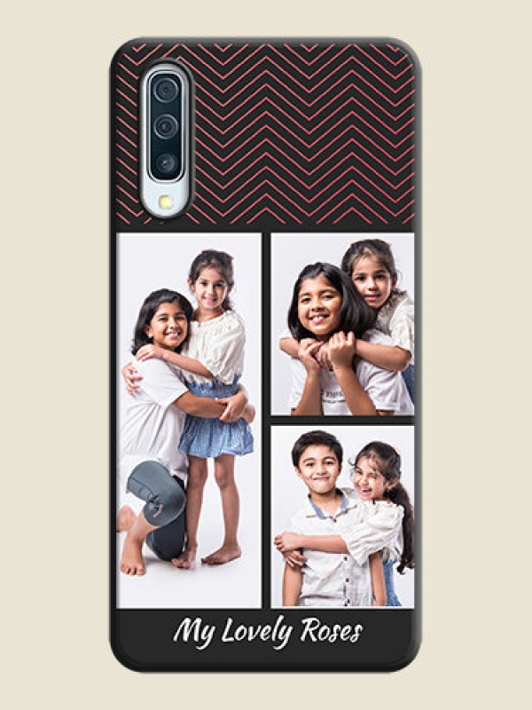 Custom Wave Pattern with 3 Image Holder on Space Black Custom Soft Matte Back Cover - Galaxy A50S