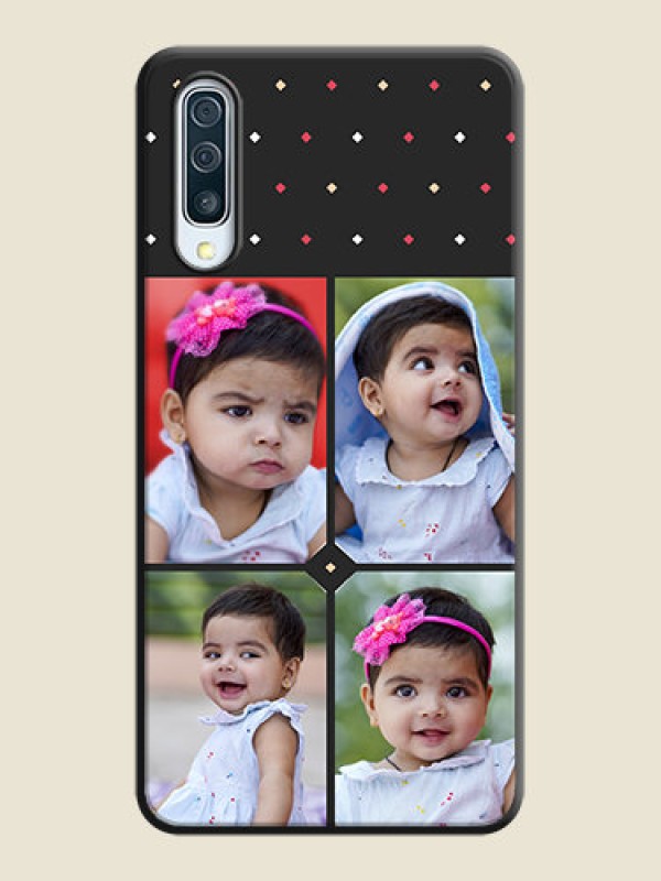 Custom Multicolor Dotted Pattern with 4 Image Holder on Space Black Custom Soft Matte Phone Cases - Galaxy A50S
