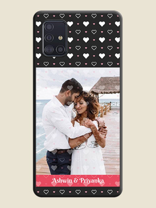 Custom White Color Love Symbols with Text Design on Photo on Space Black Soft Matte Phone Cover - Galaxy A51