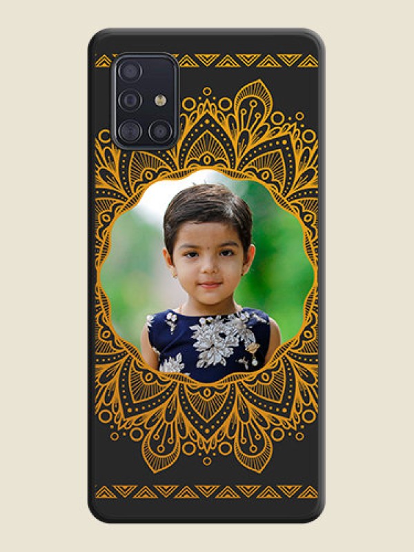 Custom Round Image with Floral Design on Photo on Space Black Soft Matte Mobile Cover - Galaxy A51