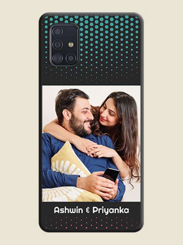 Custom Faded Dots with Grunge Photo Frame and Text on Space Black Custom Soft Matte Phone Cases - Galaxy A51