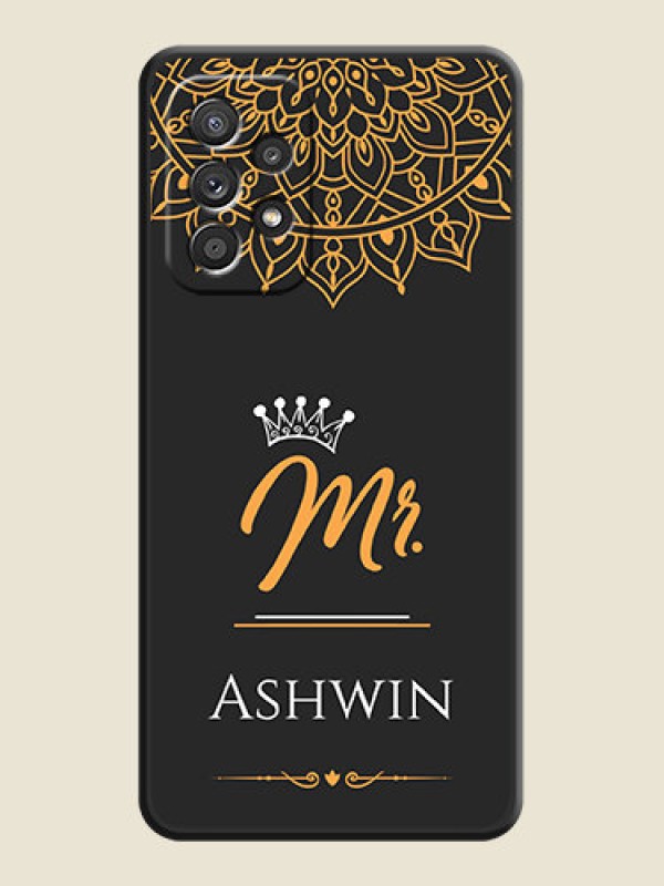 Custom Mr Name with Floral Design  on Personalised Space Black Soft Matte Cases - Galaxy A52 4G